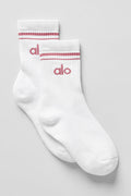 Unisex Half-Crew Throwback Sock - White/Pink Wild Rose