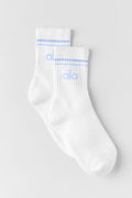 Unisex Half-Crew Throwback Sock - White/Light Provence Blue