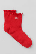 Women's Lettuce Edge Sock - Bright Red
