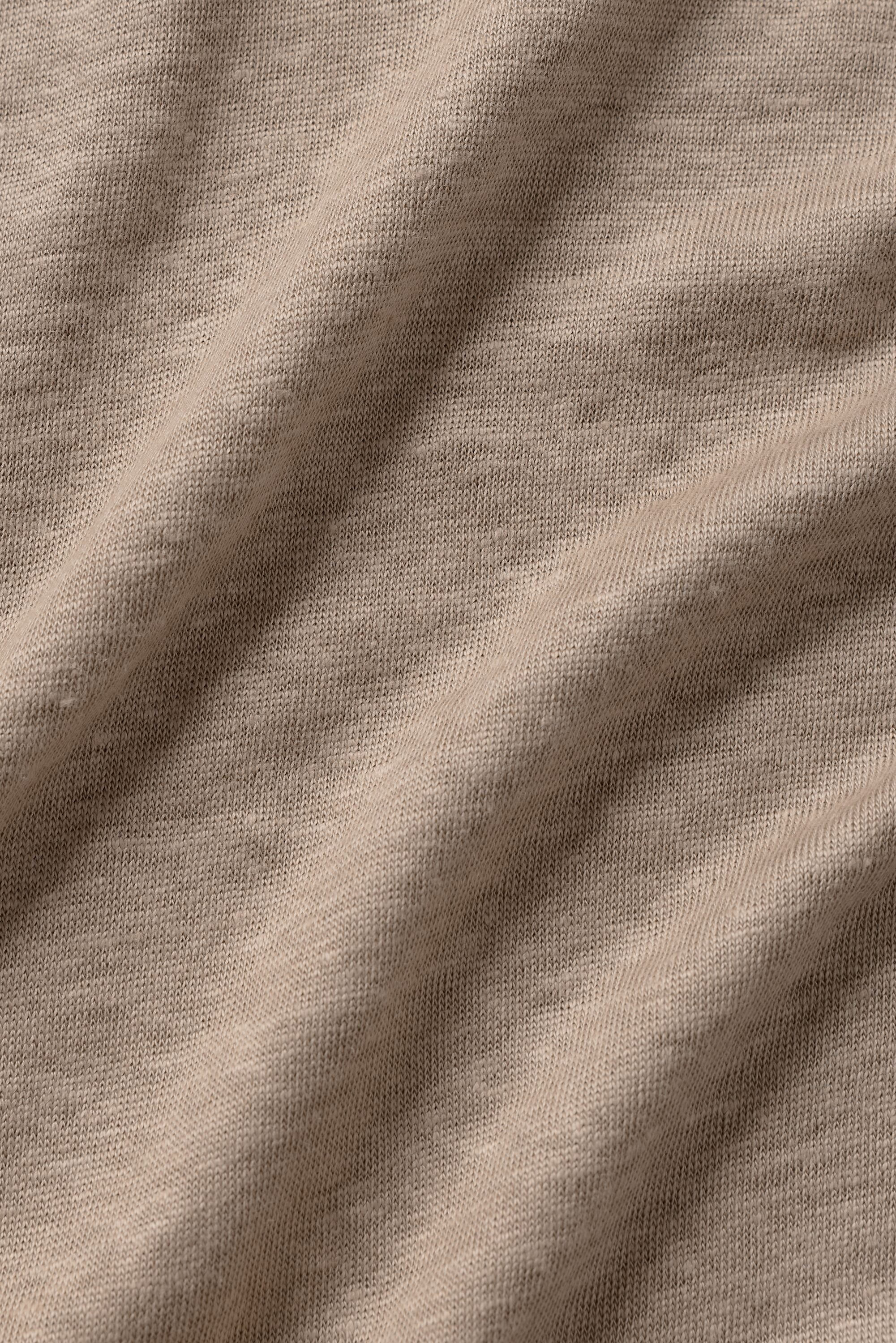 Linen Jersey Coastal Short Sleeve Polo - Gravel