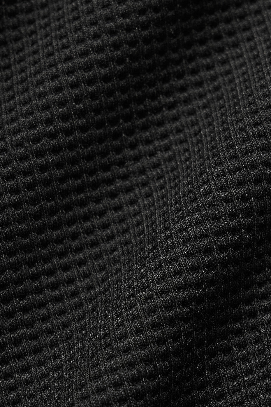Waffle Lounge Long Sleeve Crew - Black