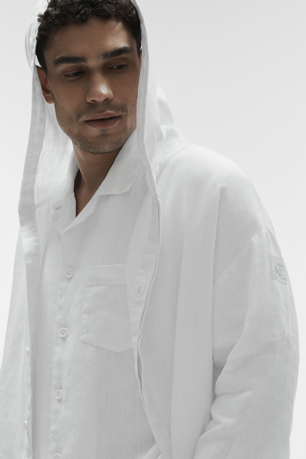 Linen Days Button Up Hoodie - White