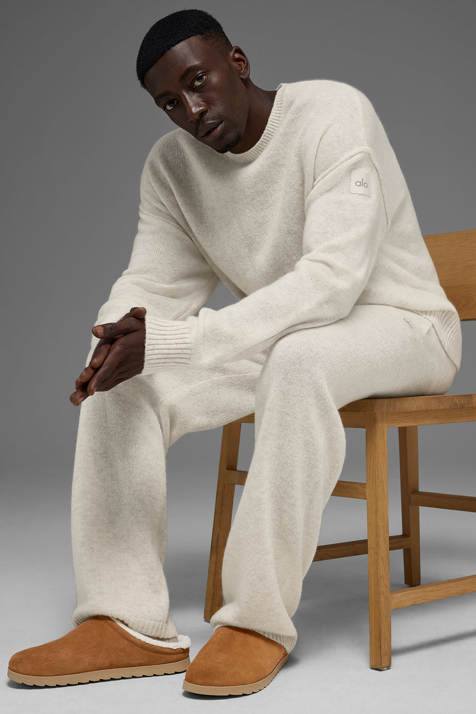 Unisex Wool Cashmere New Class Crewneck Sweater - Bone Heather