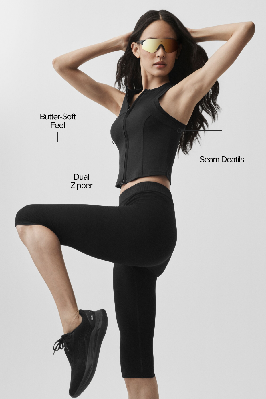 Alosoft Level Up Full Zip Tank - Black