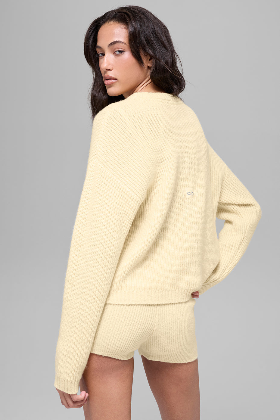 Wool Cashmere Ribbed Noble Crewneck Sweater - Candlelight Yellow