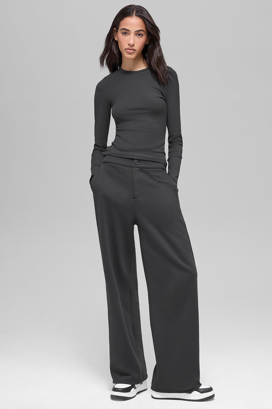 Ribbed Modal Long Sleeve - Anthracite