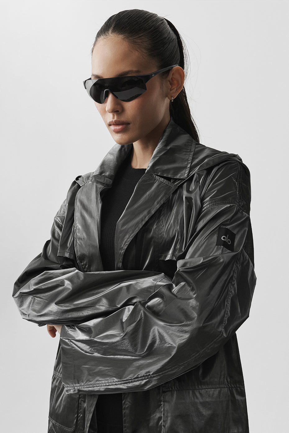 Metallic Break Line Trench - Silver Metallic