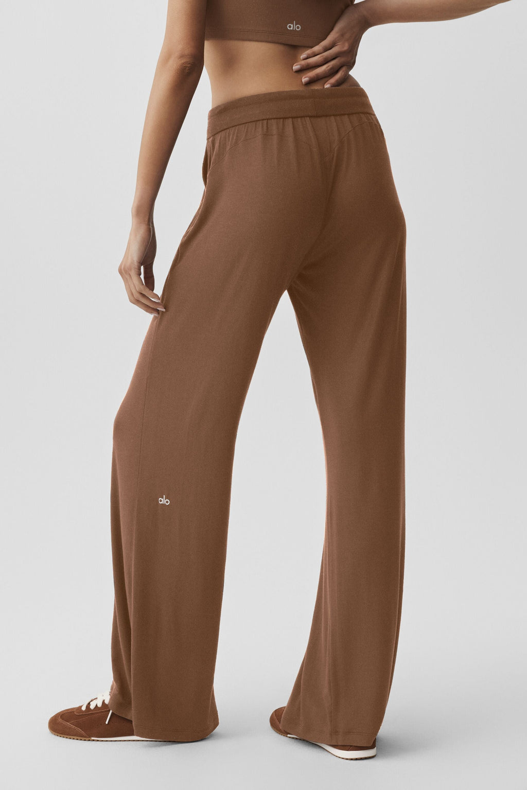 Semi-Sheer Delicate Lounge Flare Pant - Sun Kissed Brown