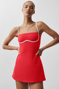 Airbrush Streamlined Dress - Bright Red/White