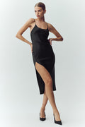 Silk Luminous Slip Dress - Black