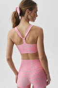 Airlift Gingham Sleek Bra Tank - Paradise Pink Gingham